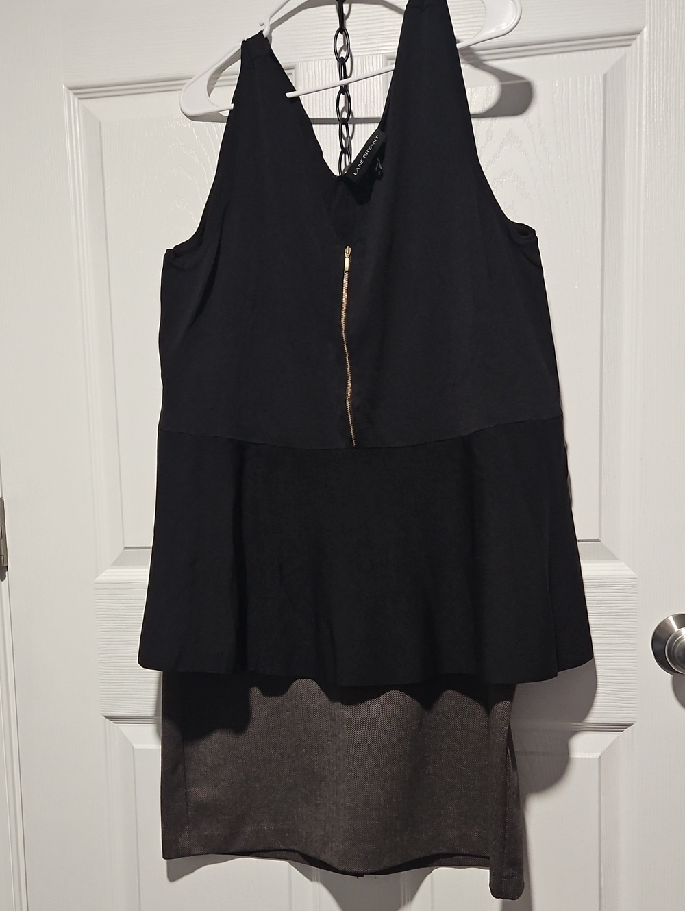 Lane Bryant Black Peplum Tank with Gold Zip